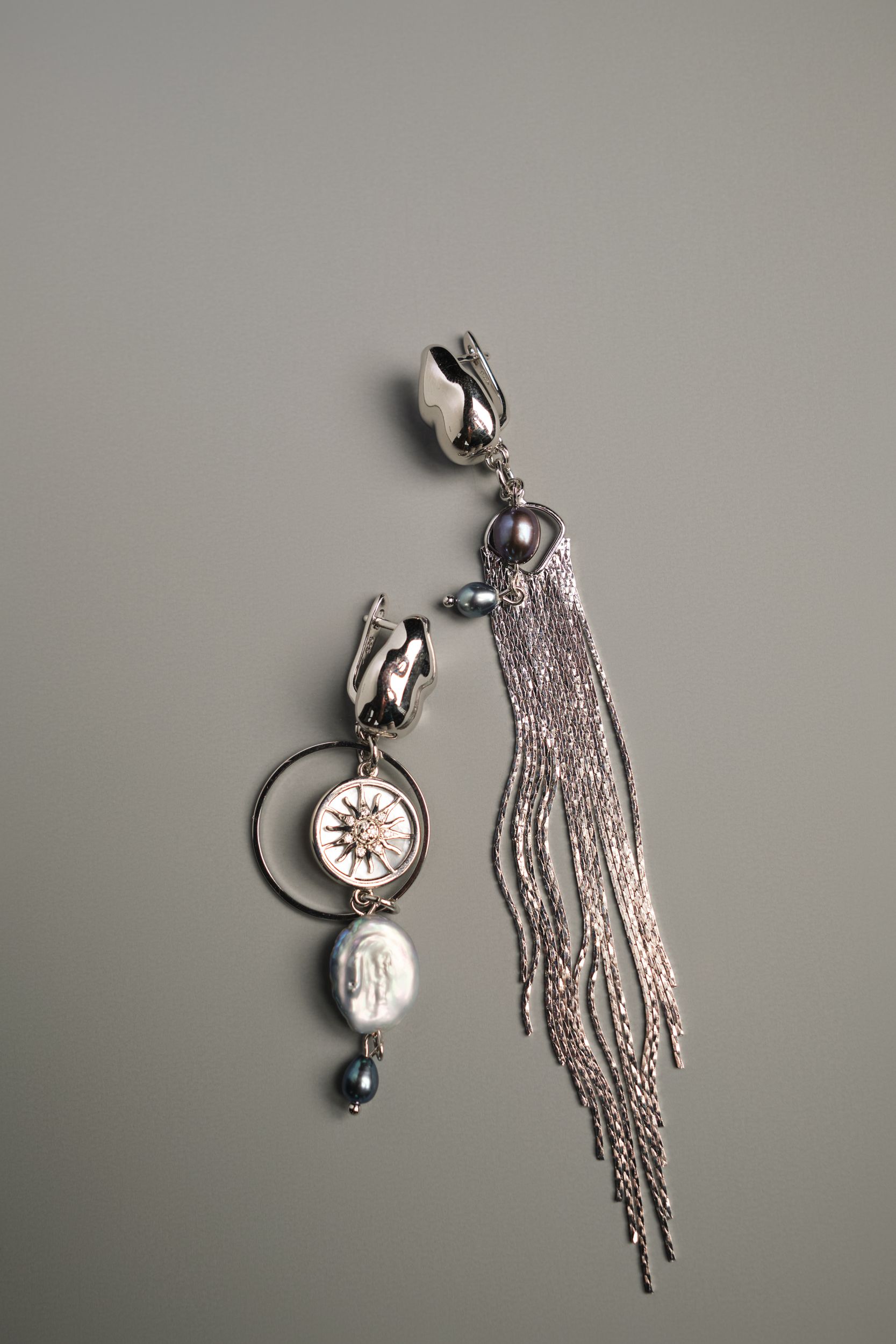 Серьги «Silver drops» c чёрным жемчугом - фото 6