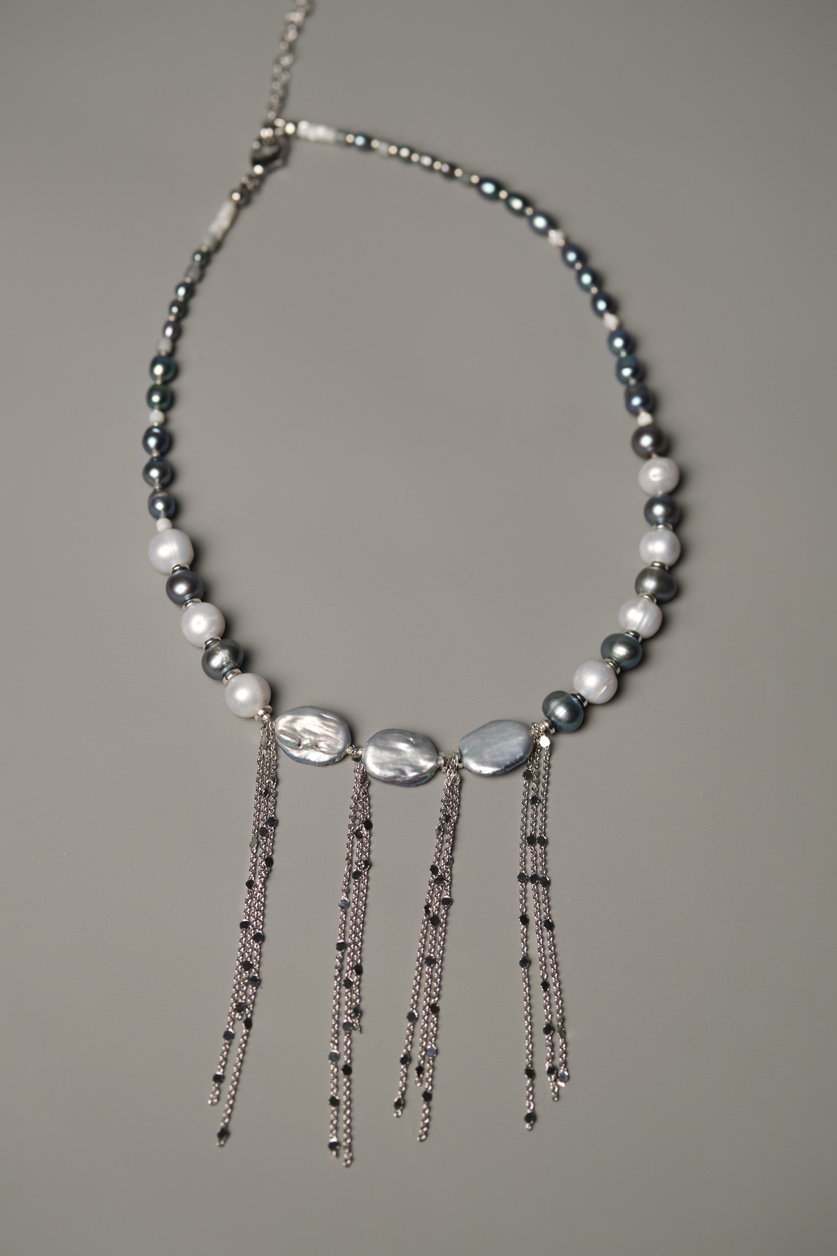 Колье «Gray Pearl shower» из натурального жемчуга - фото 2