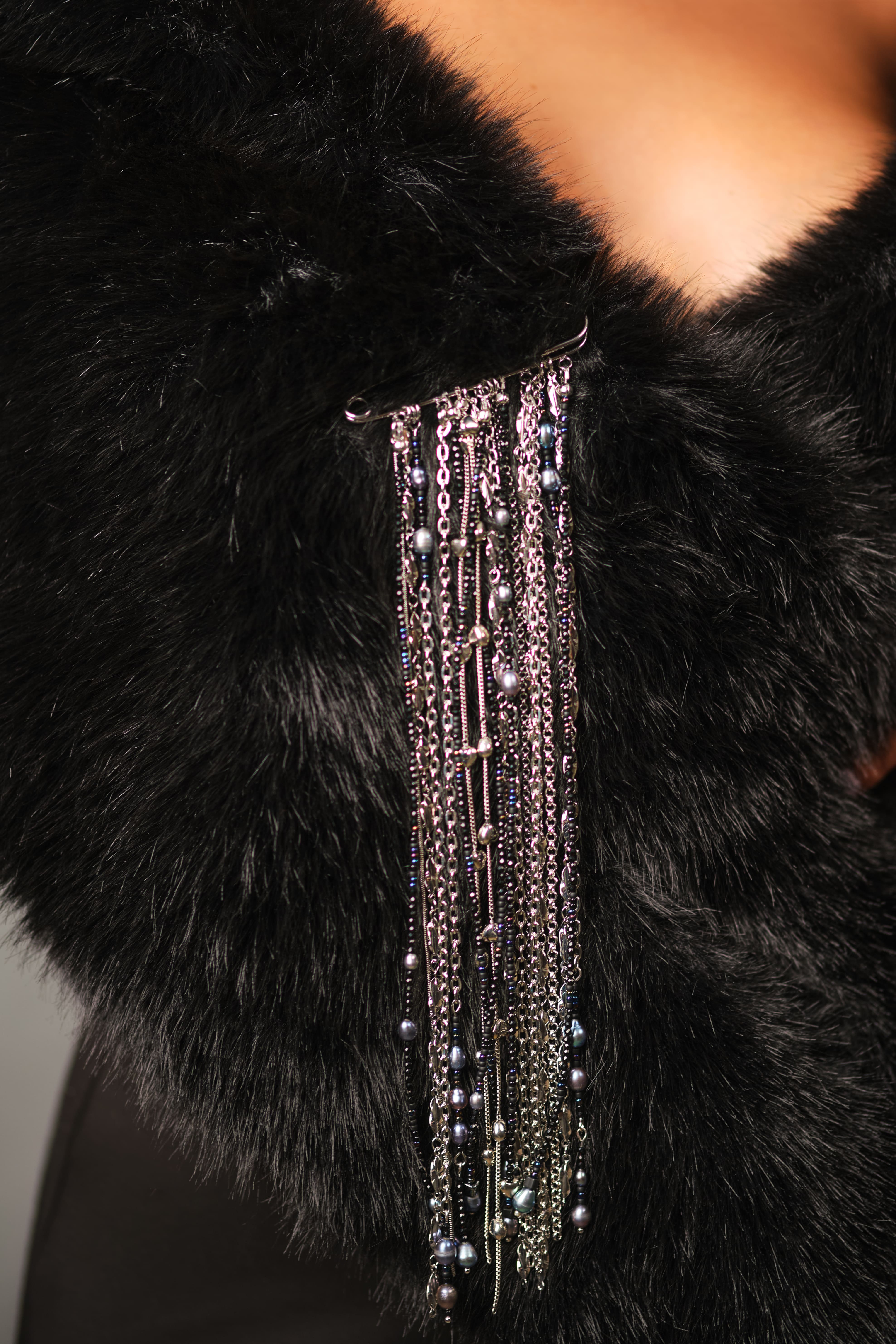 Брошь  «Плеяды звёзд» L с чёрным жемчугом - фото 3