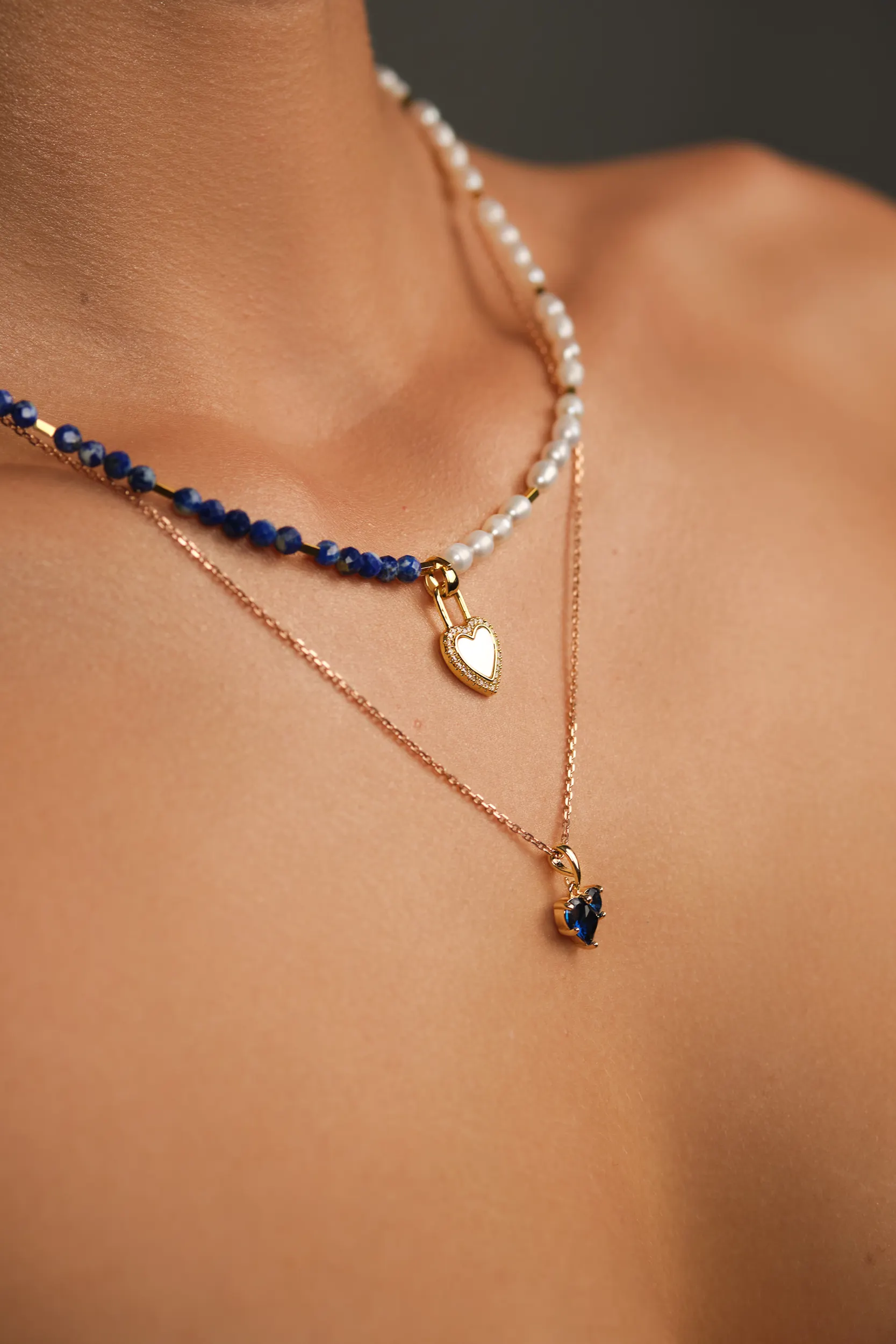Колье «Сердце волн» с натуральным жемчугом и содалитом - фото 6