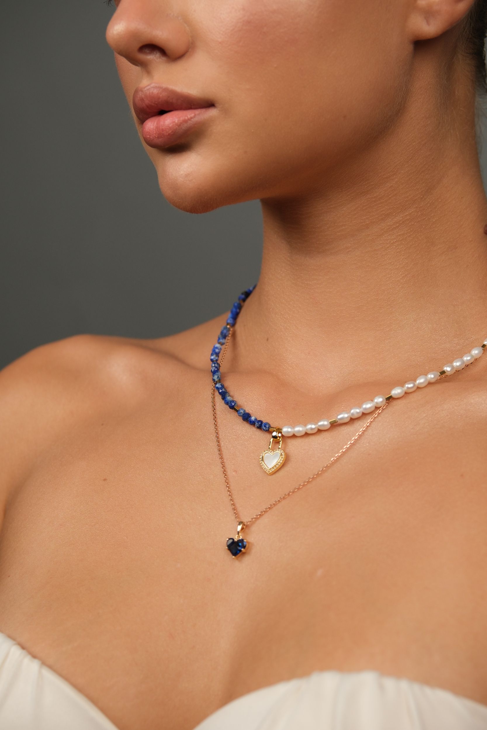 Колье «Сердце волн» с натуральным жемчугом и содалитом - фото 5