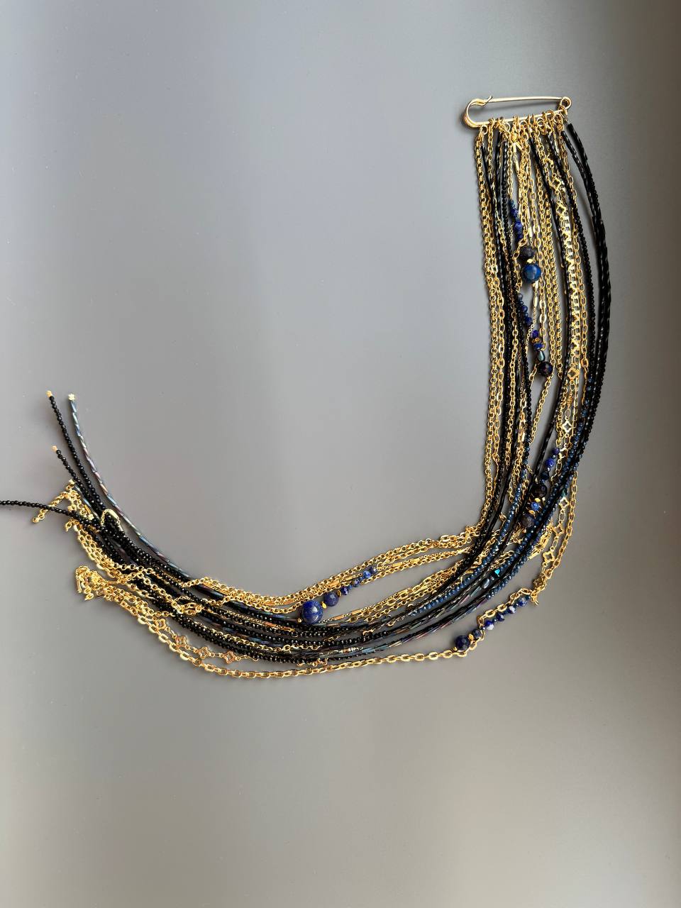 Брошь «Сияние» с содалитом и лазуритом XL - фото 2