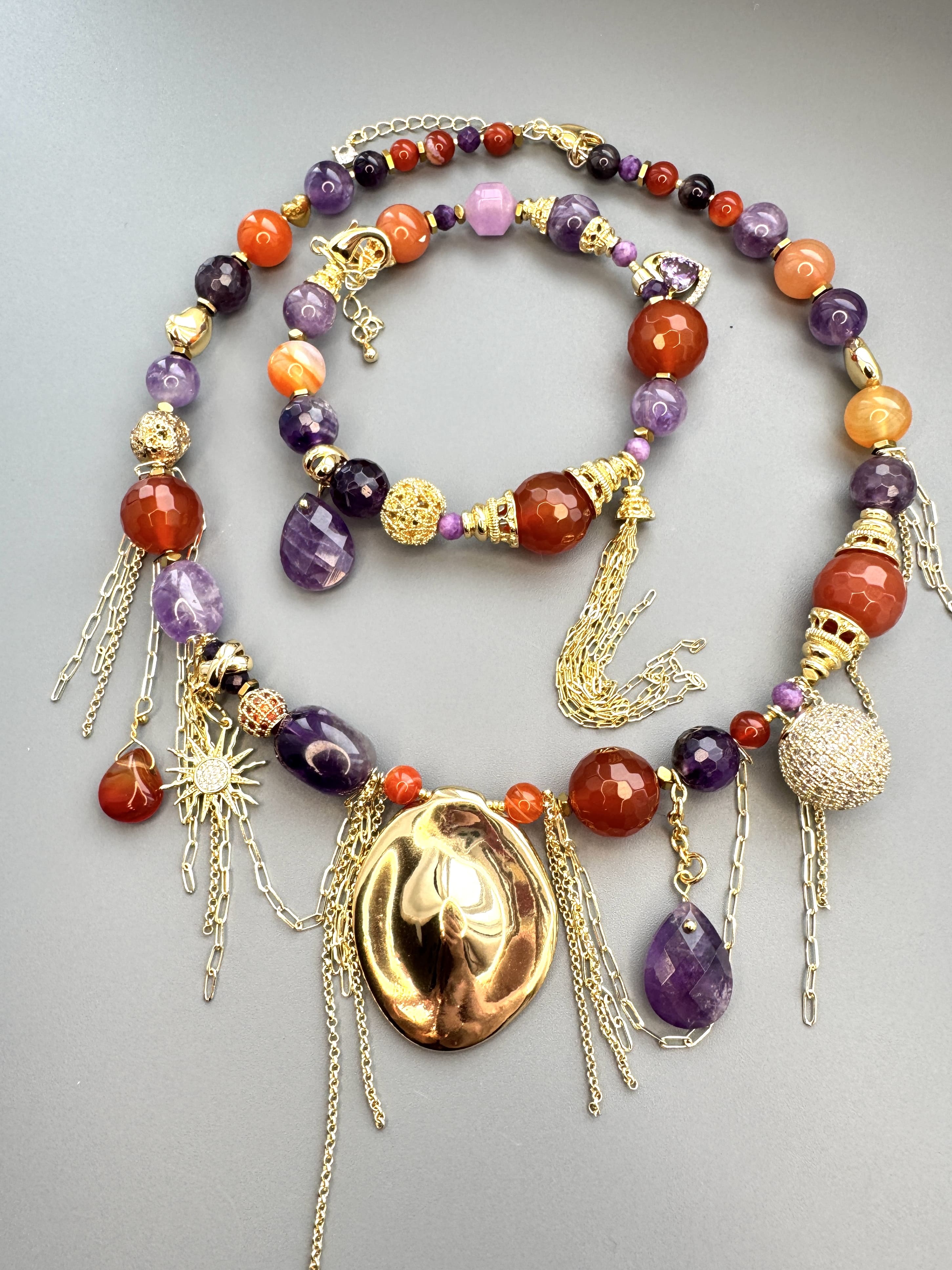 Колье «BALI» с сердоликом и аметистами - фото 3