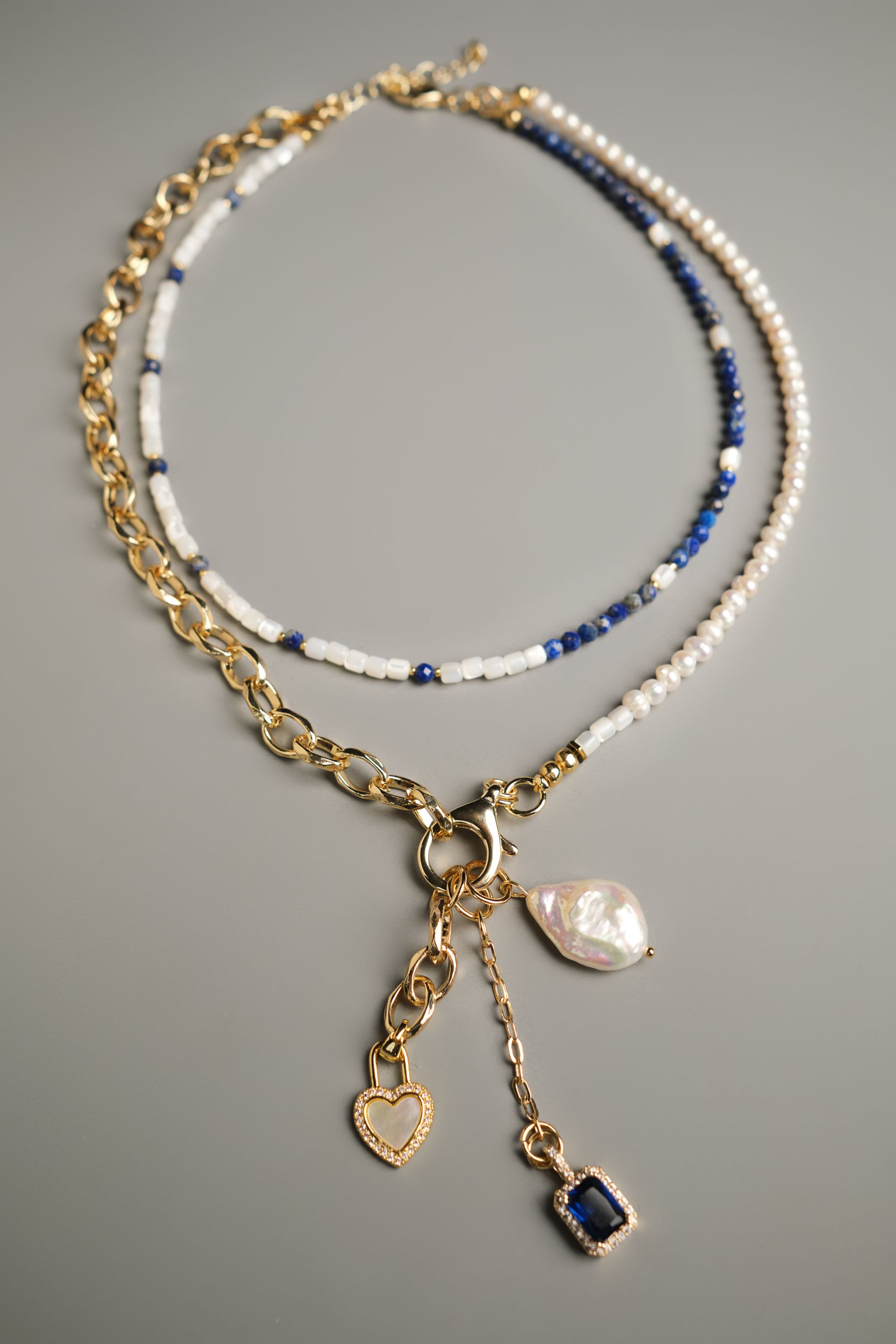 Колье «Baroque pearl» c натуральным жемчугом и содалитом - фото 4