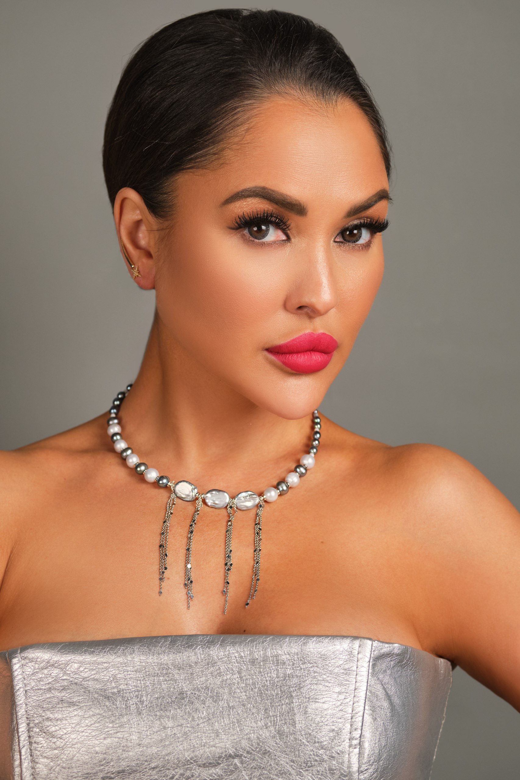 Колье «Gray Pearl shower» из натурального жемчуга - фото 3