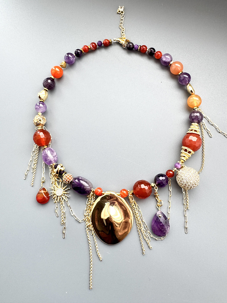 Колье «BALI» с сердоликом и аметистами - фото 2