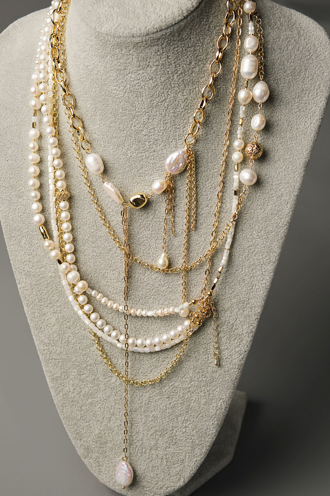 Колье многослойное «Жемчужный бунт» - фото 3