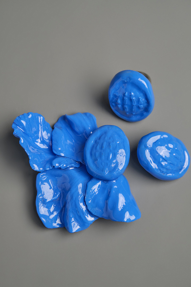 Серьги и кольцо «Фарфоровый цветок». Синий цвет - фото 4