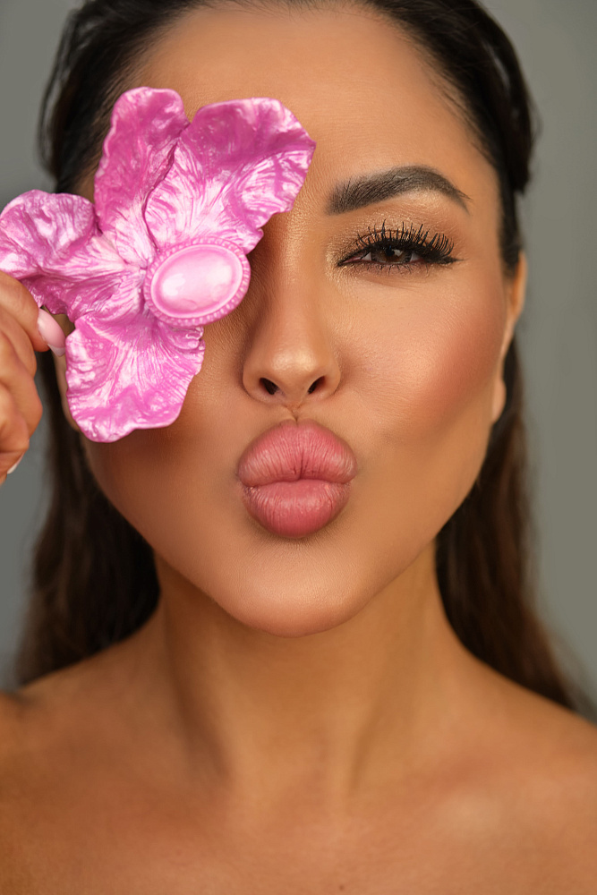 Серьги и кольцо «Фарфоровый цветок». Розовый цвет - фото 2