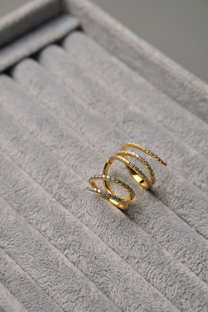 Кольцо «Спираль» из серебра 925 с позолотой - фото 3