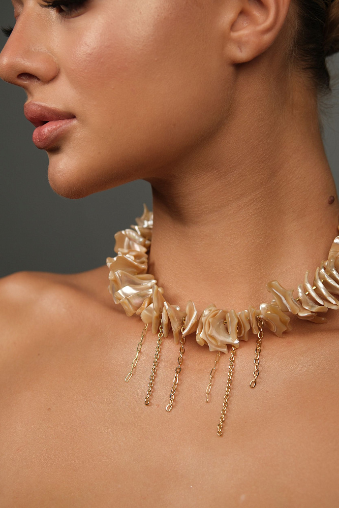 Колье «Морское золото» из золотистого перламутра - фото 3