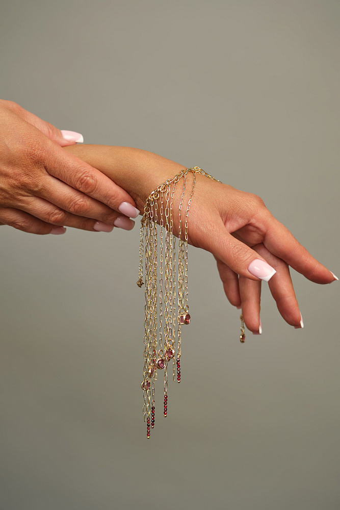 Браслет «Танго» с гранатом и кристаллами