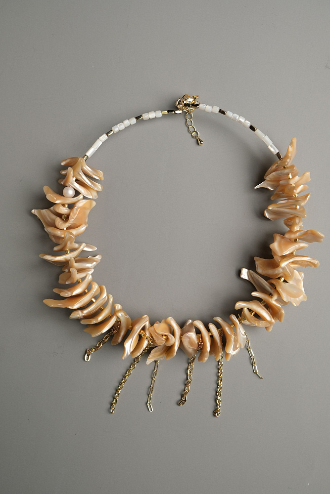 Колье «Морское золото» из золотистого перламутра - фото 4