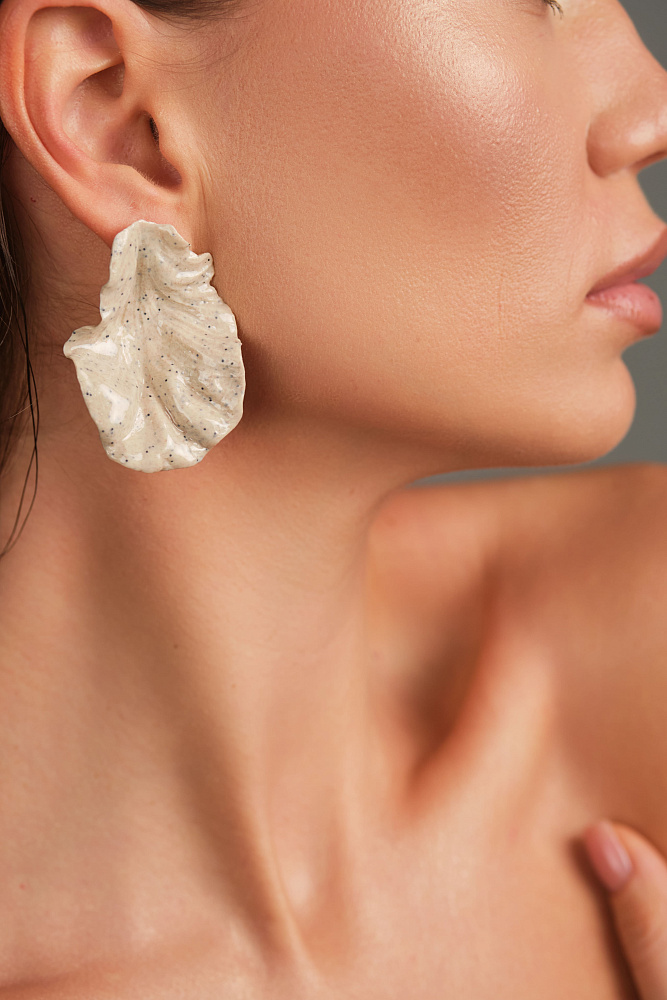 Серьги «Лепестки» мраморные - фото 3