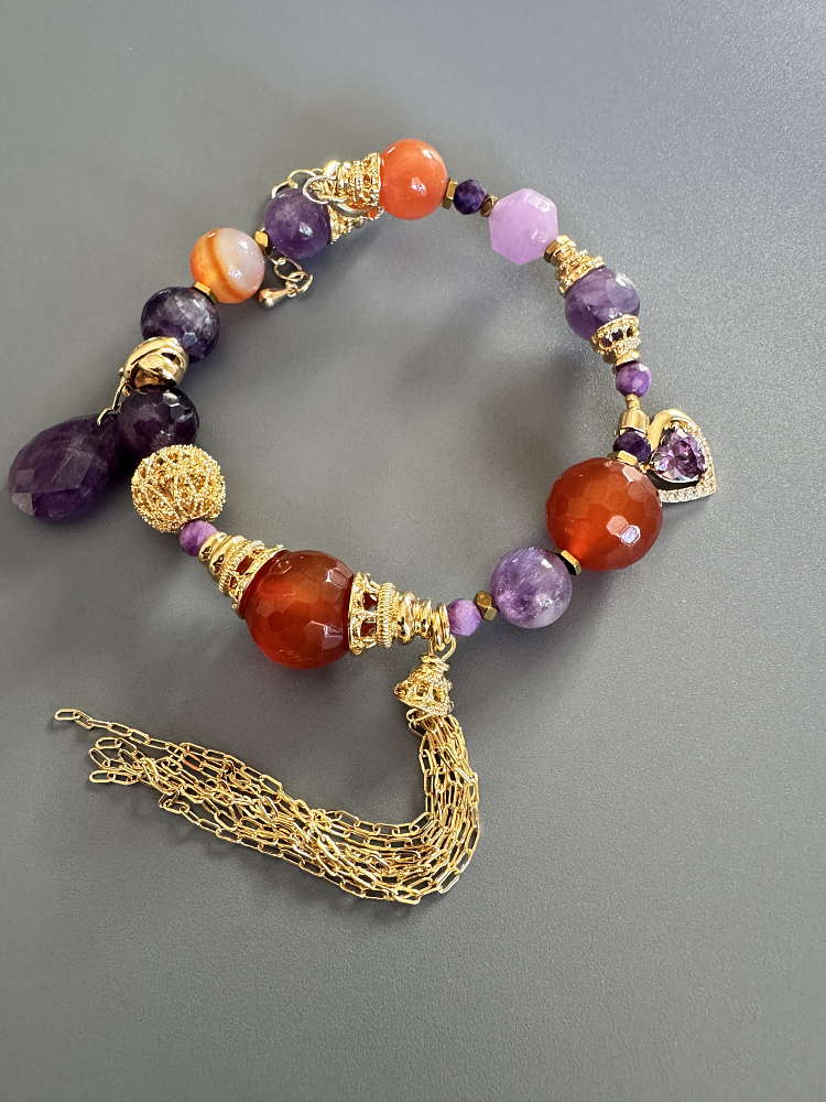 Браслет «BALI» с сердоликом и аметистами - фото 3